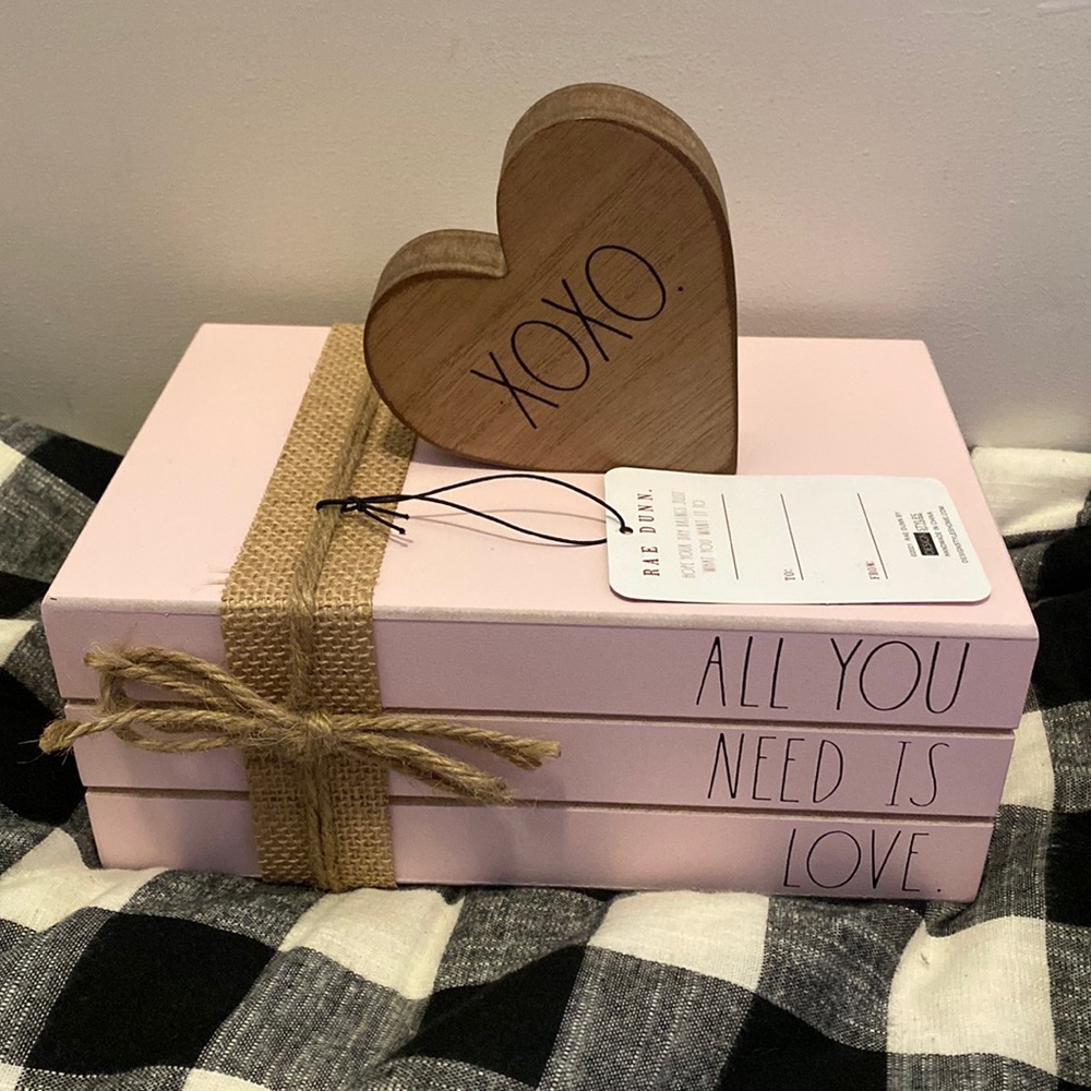 Rae dunn faux book valentine stacker (price firm)